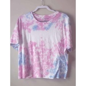 Calvin Klein Tie Dyed Short Sleeve Chopped Cotton Shirt Women's XL NWT